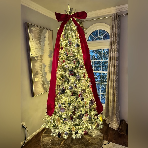 Elegant 6’ Red Satin Ribbon Christmas Tree Topper